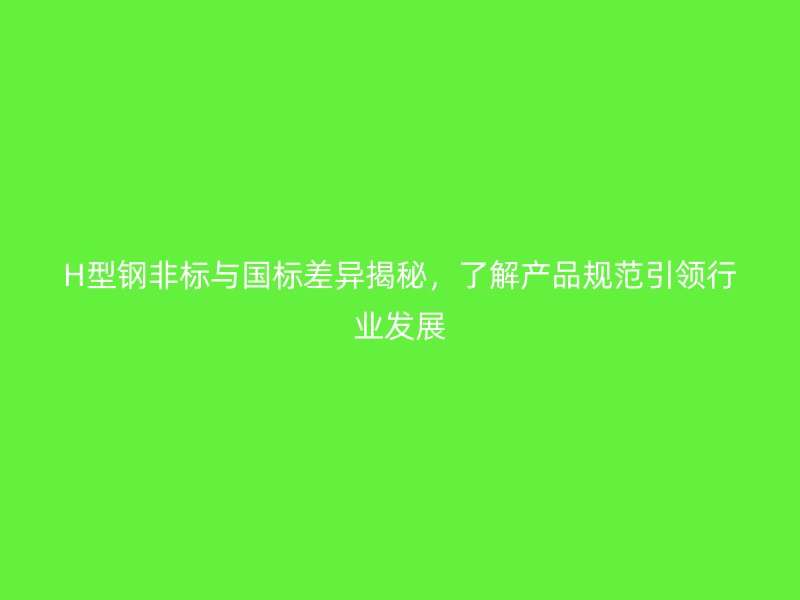H型钢非标与国标差异揭秘，了解产品规范引领行业发展