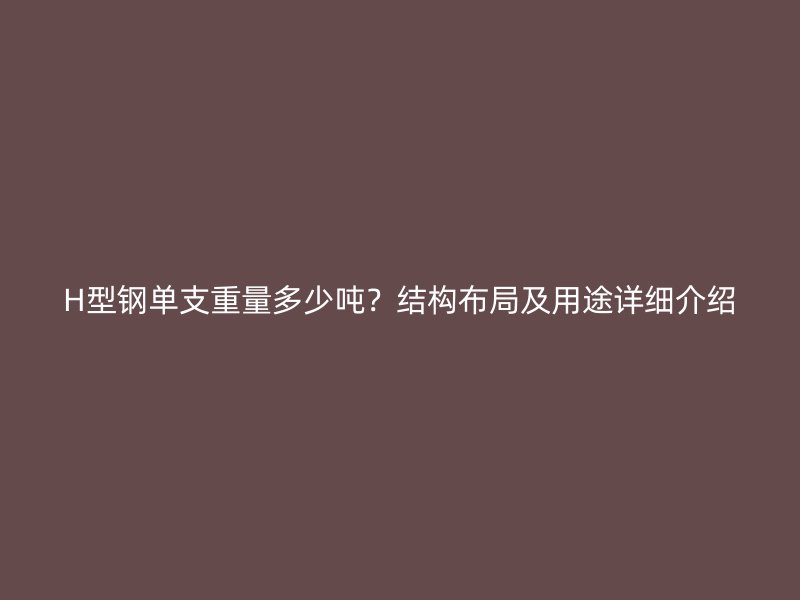 H型钢单支重量多少吨？结构布局及用途详细介绍