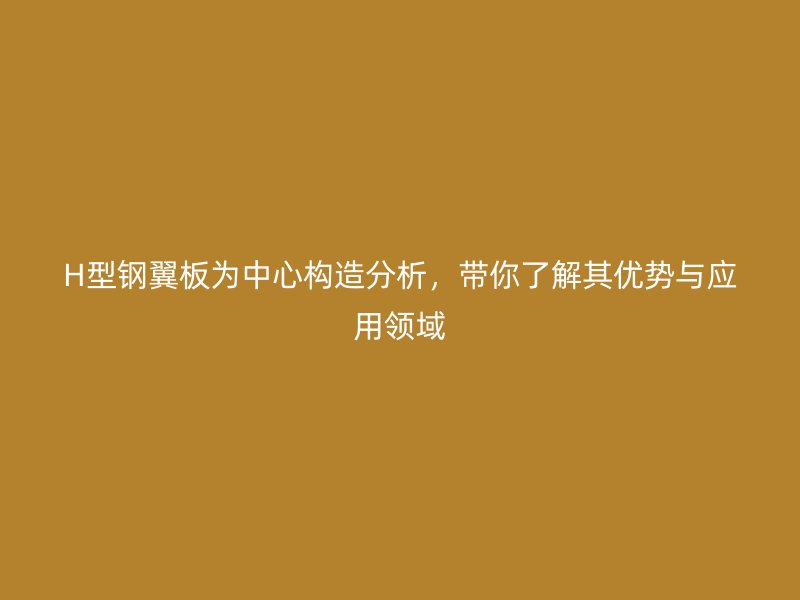 H型钢翼板为中心构造分析，带你了解其优势与应用领域