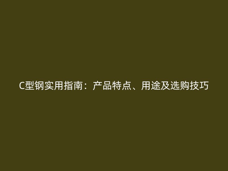 C型钢实用指南：产品特点、用途及选购技巧