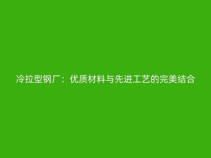 冷拉型钢厂：优质材料与先进工艺的完美结合