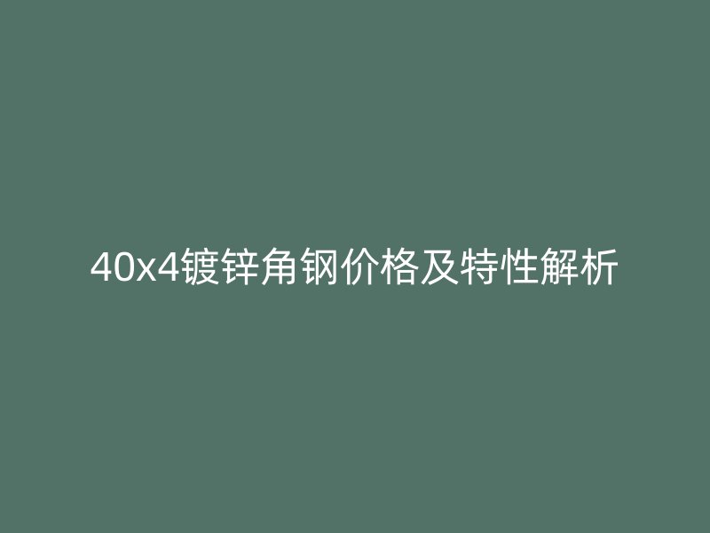 40x4镀锌角钢价格及特性解析