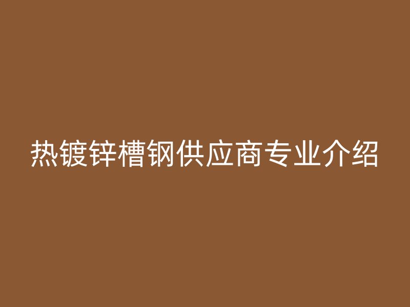 热镀锌槽钢供应商专业介绍