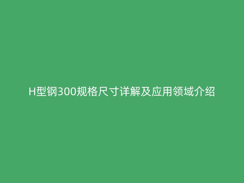 H型钢300规格尺寸详解及应用领域介绍