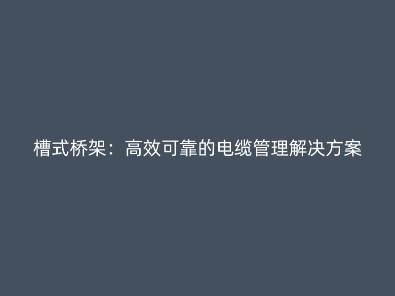 槽式桥架：高效可靠的电缆管理解决方案