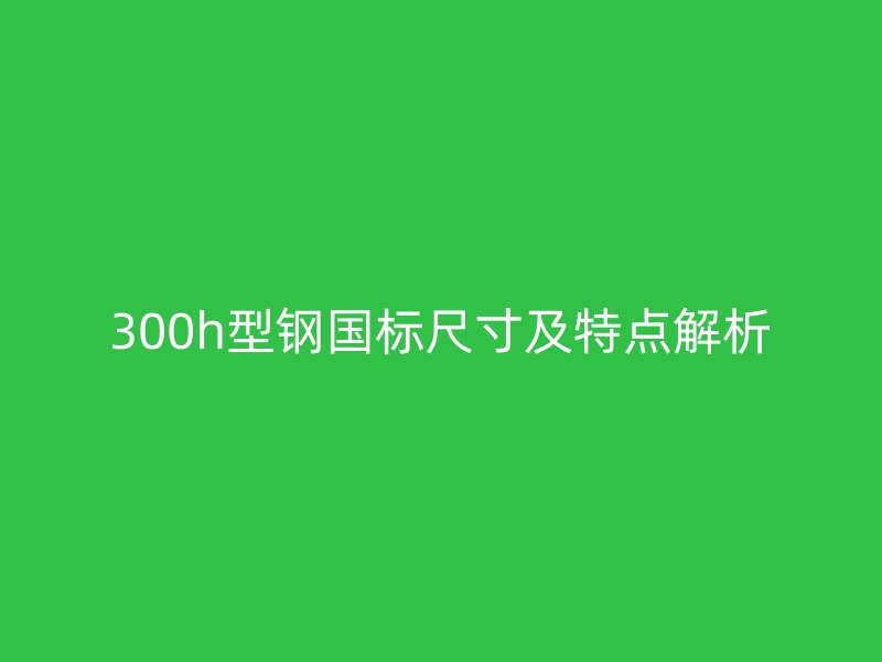 300h型钢国标尺寸及特点解析