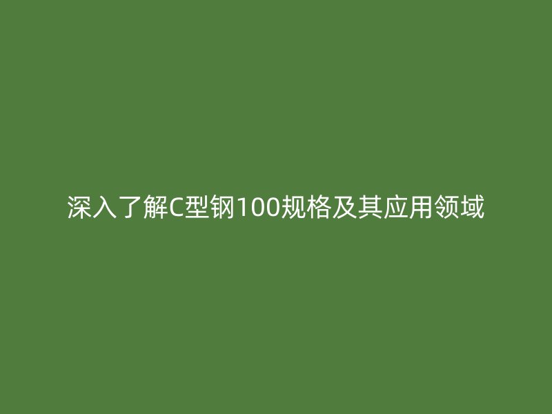 深入了解C型钢100规格及其应用领域