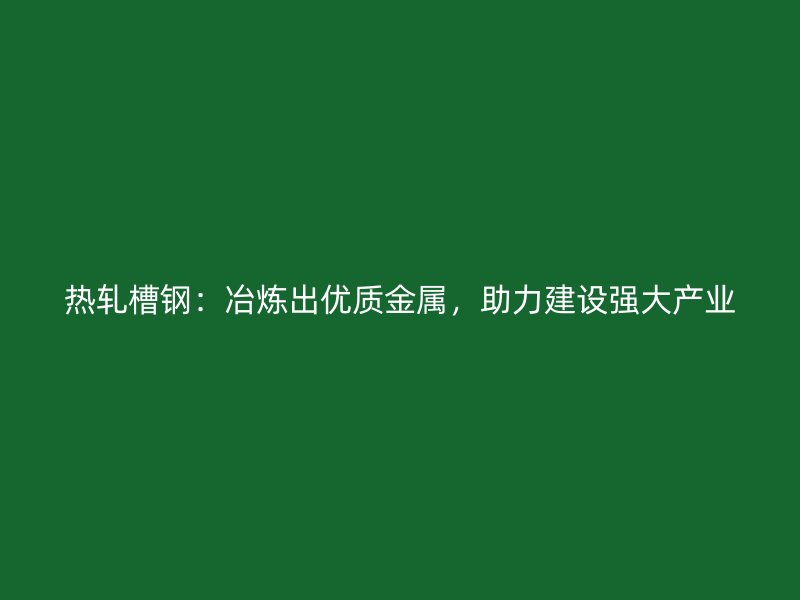 热轧槽钢:冶炼出优质金属,助力建设强大产业