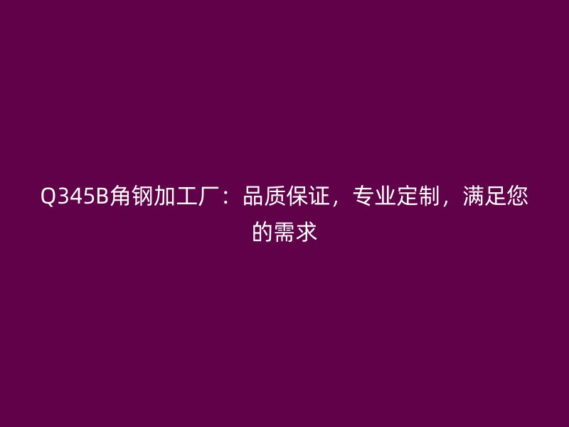 Q345B角钢加工厂：品质保证，专业定制，满足您的需求