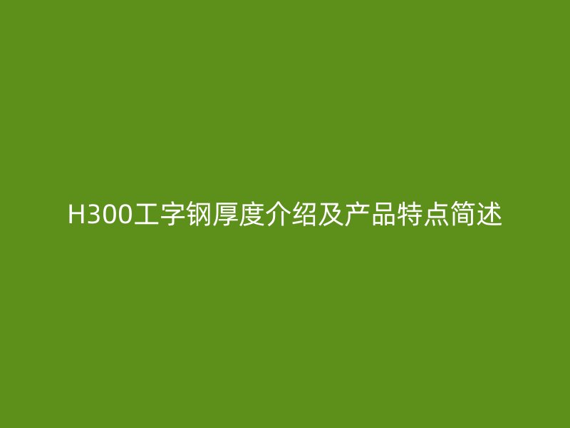 H300工字钢厚度介绍及产品特点简述