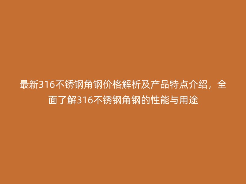 最新316不锈钢角钢价格解析及产品特点介绍,全面了解316不锈钢角钢的性能与用途