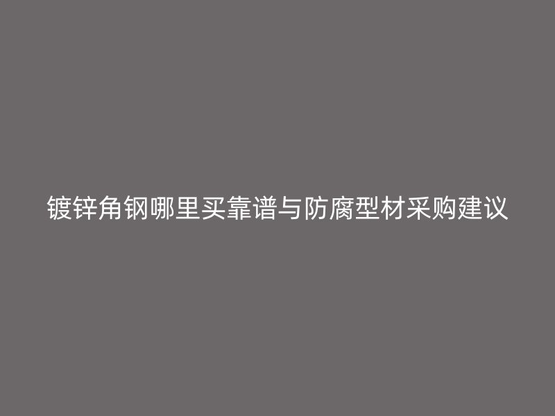 镀锌角钢哪里买靠谱与防腐型材采购建议