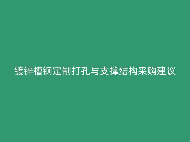 镀锌槽钢定制打孔与支撑结构采购建议