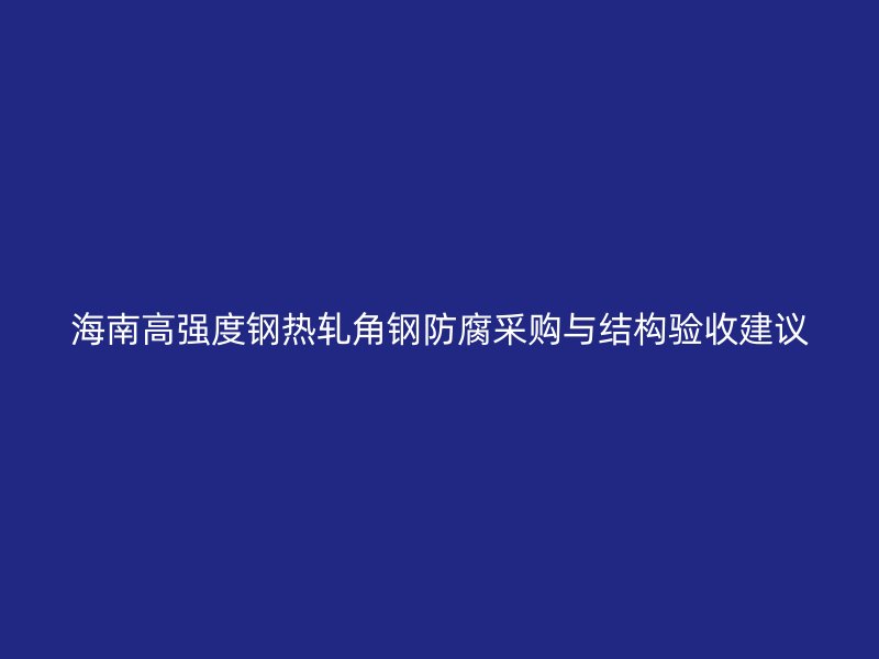 海南高强度钢热轧角钢防腐采购与结构验收建议