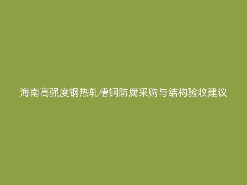 海南高强度钢热轧槽钢防腐采购与结构验收建议
