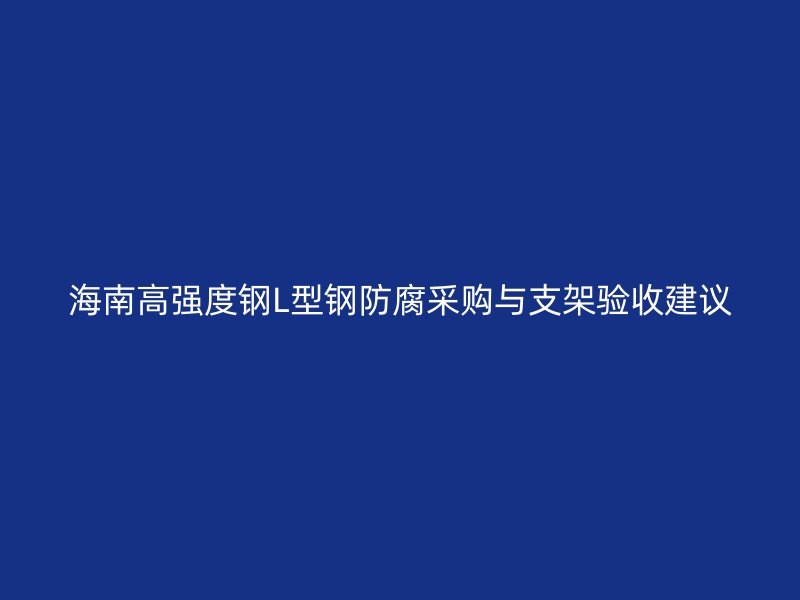 海南高强度钢L型钢防腐采购与支架验收建议