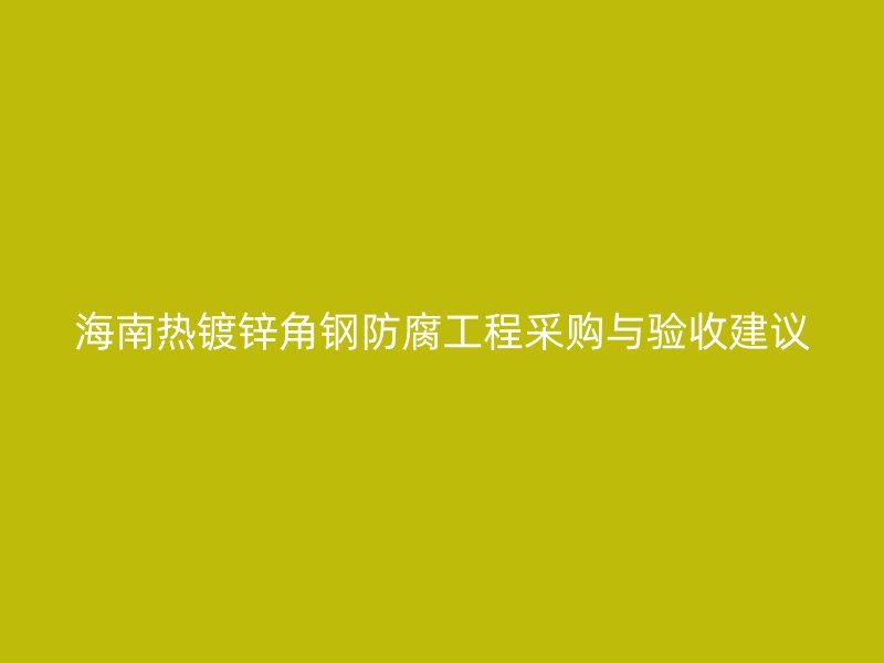 海南热镀锌角钢防腐工程采购与验收建议