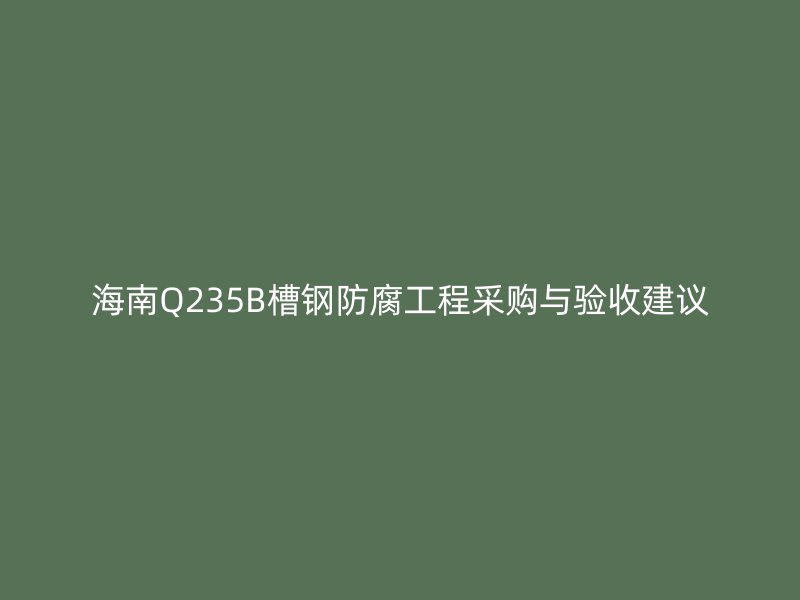 海南Q235B槽钢防腐工程采购与验收建议