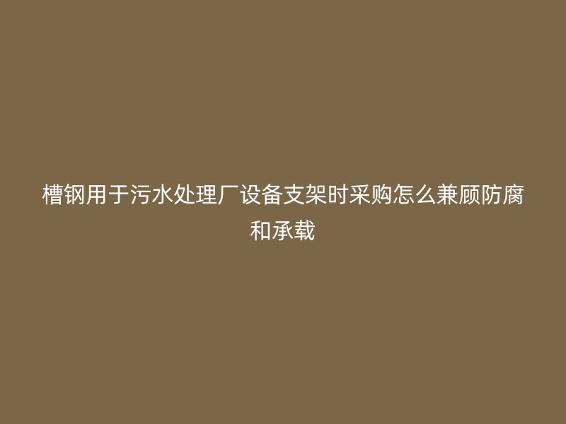 槽钢用于污水处理厂设备支架时采购怎么兼顾防腐和承载