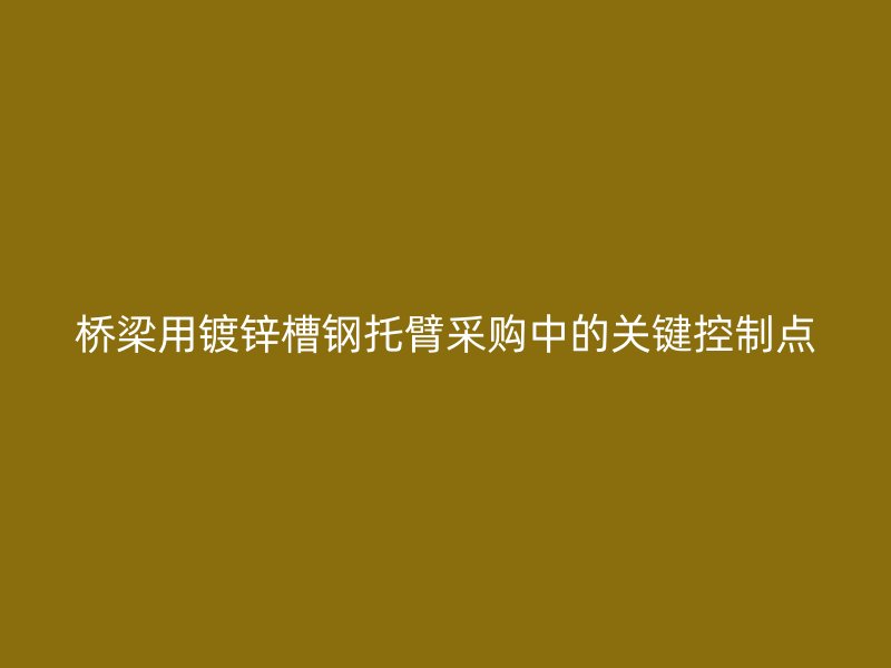 桥梁用镀锌槽钢托臂采购中的关键控制点