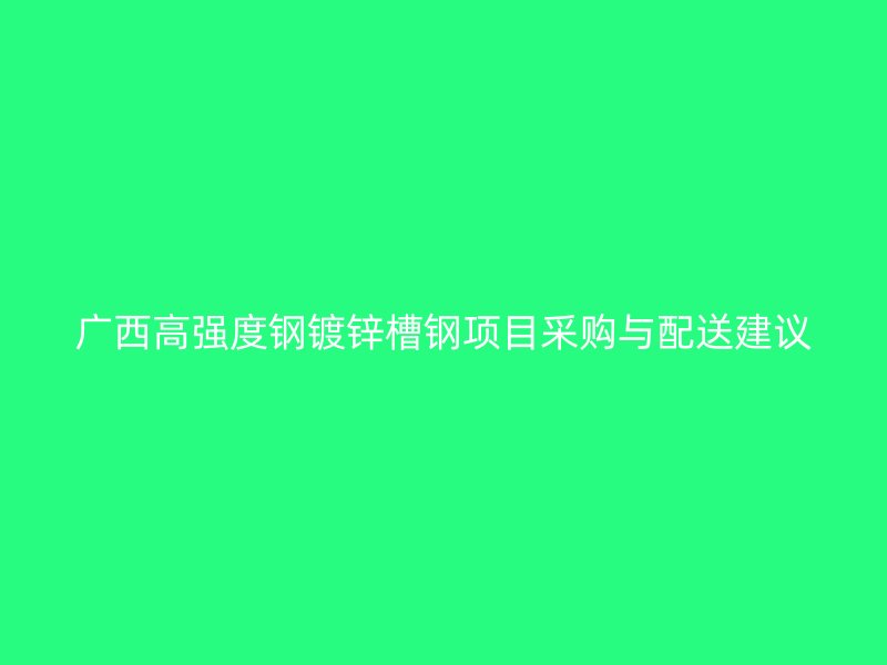 广西高强度钢镀锌槽钢项目采购与配送建议
