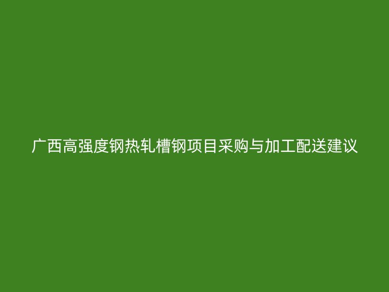 广西高强度钢热轧槽钢项目采购与加工配送建议
