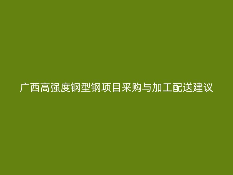 广西高强度钢型钢项目采购与加工配送建议