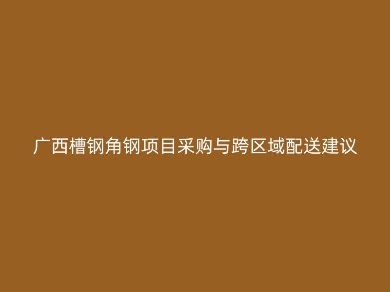 广西槽钢角钢项目采购与跨区域配送建议
