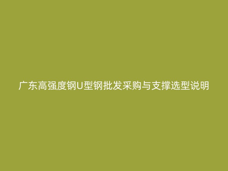 广东高强度钢U型钢批发采购与支撑选型说明