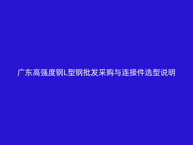 广东高强度钢L型钢批发采购与连接件选型说明