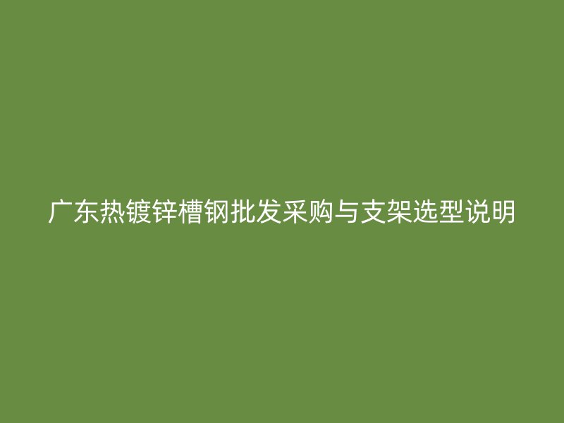 广东热镀锌槽钢批发采购与支架选型说明