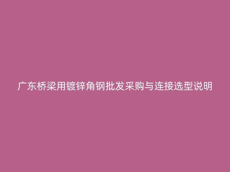 广东桥梁用镀锌角钢批发采购与连接选型说明