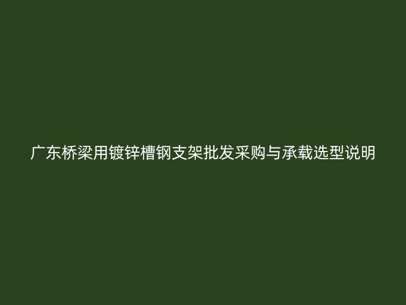 广东桥梁用镀锌槽钢支架批发采购与承载选型说明