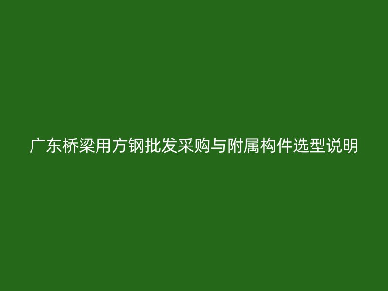 广东桥梁用方钢批发采购与附属构件选型说明