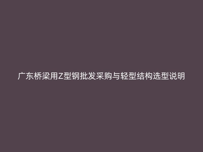 广东桥梁用Z型钢批发采购与轻型结构选型说明