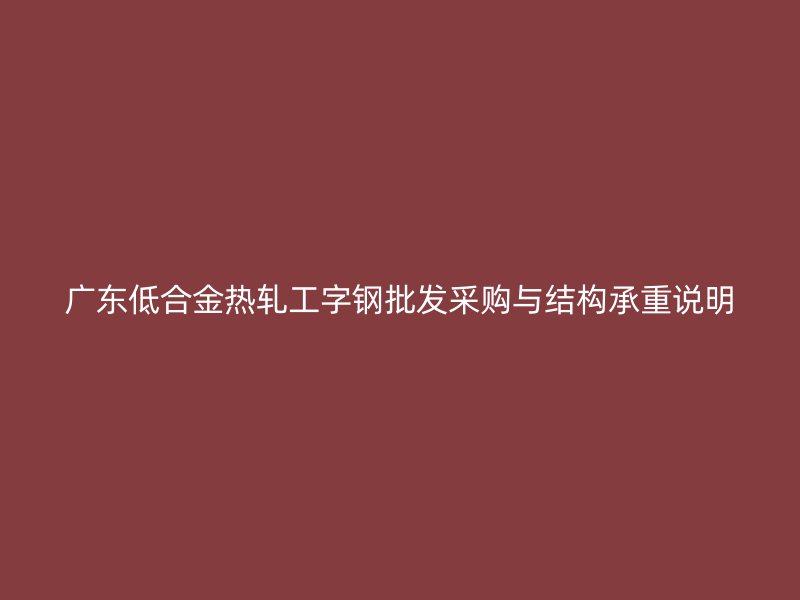 广东低合金热轧工字钢批发采购与结构承重说明