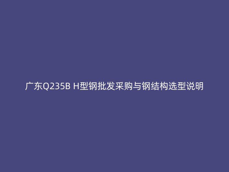 广东Q235B H型钢批发采购与钢结构选型说明