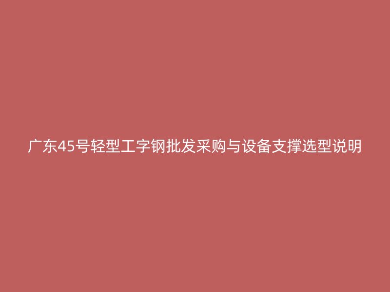广东45号轻型工字钢批发采购与设备支撑选型说明