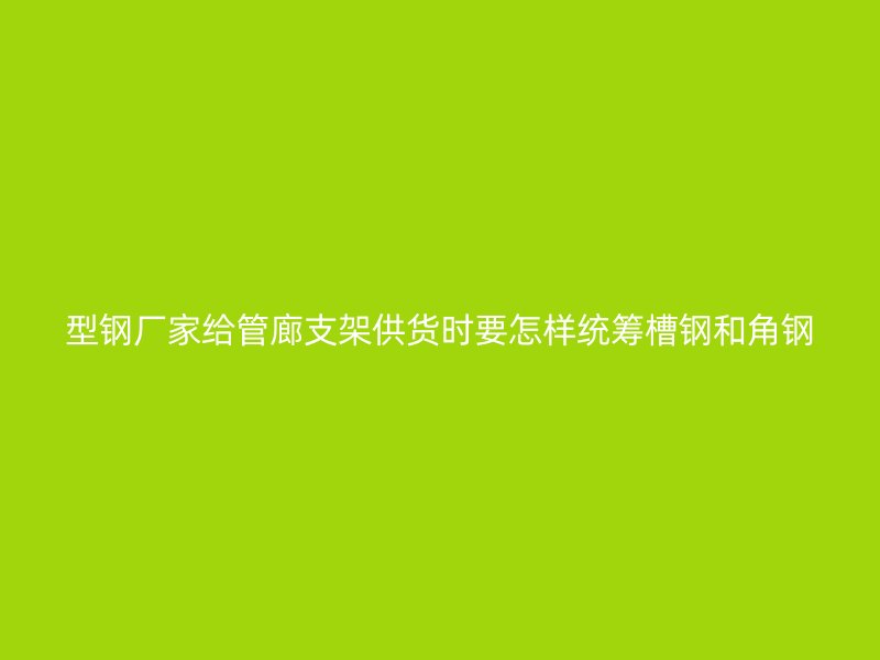 型钢厂家给管廊支架供货时要怎样统筹槽钢和角钢