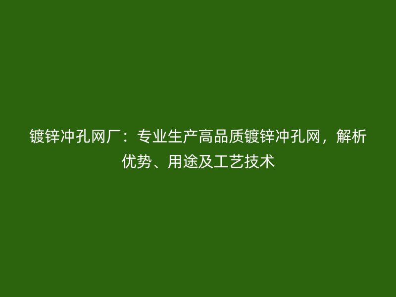 镀锌冲孔网厂:专业生产高品质镀锌冲孔网,解析优势、用途及工艺技术