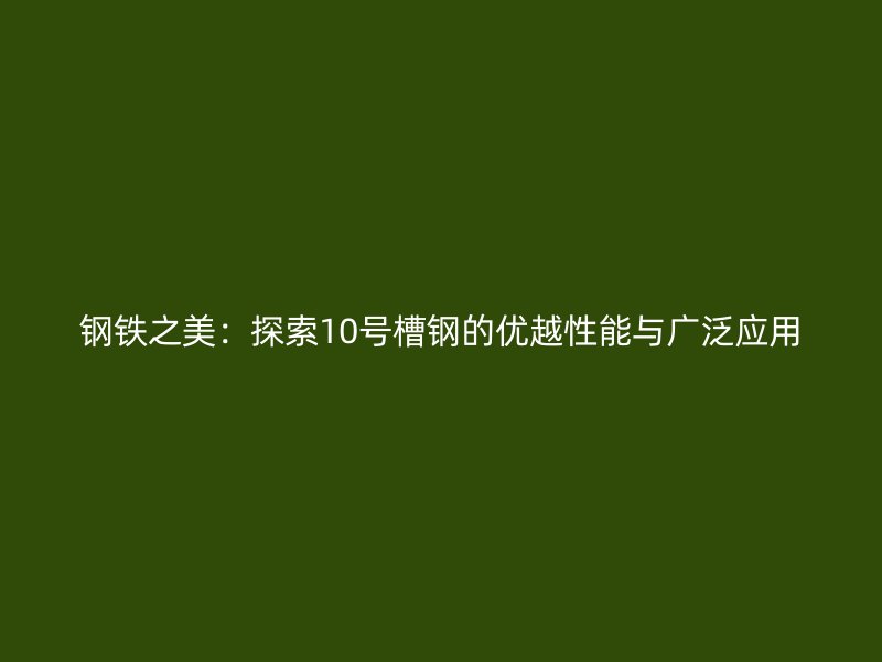 钢铁之美:探索10号槽钢的优越性能与广泛应用