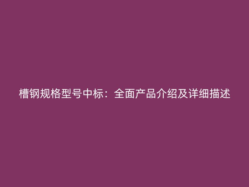 槽钢规格型号中标:全面产品介绍及详细描述