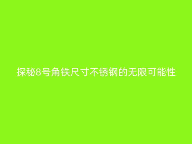 探秘8号角铁尺寸不锈钢的无限可能性