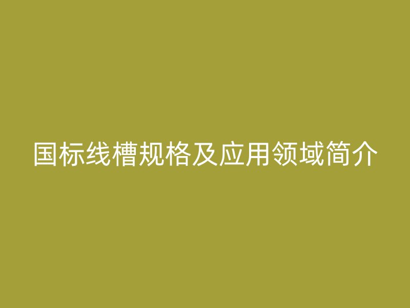 国标线槽规格及应用领域简介