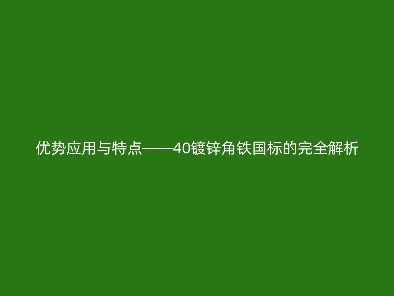 优势应用与特点——40镀锌角铁国标的完全解析