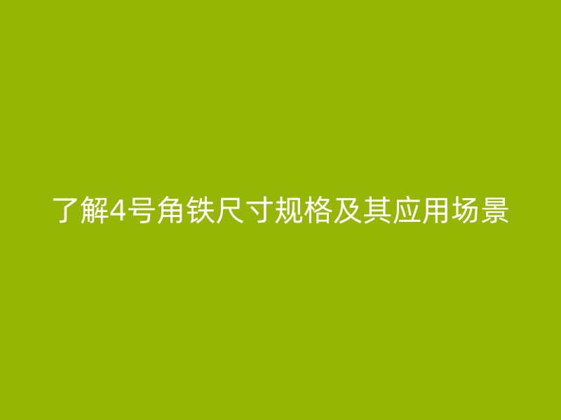了解4号角铁尺寸规格及其应用场景
