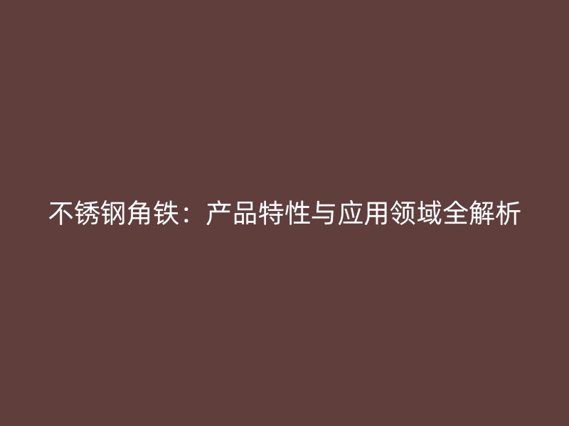 不锈钢角铁:产品特性与应用领域全解析
