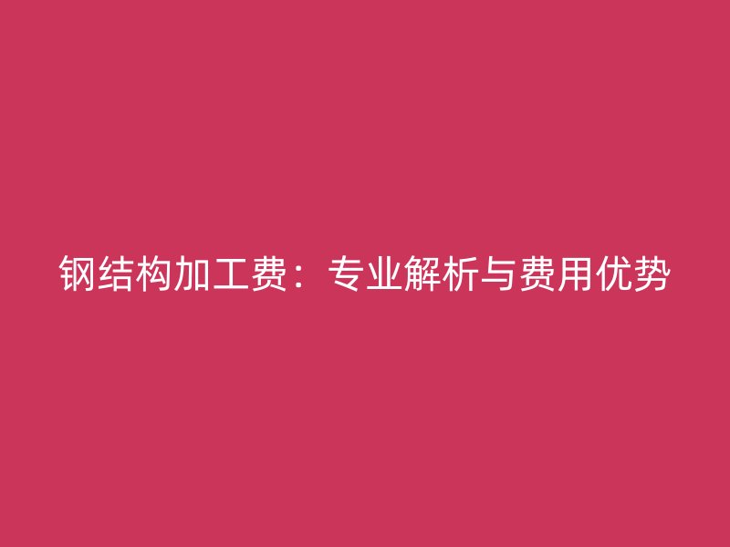 钢结构加工费:专业解析与费用优势