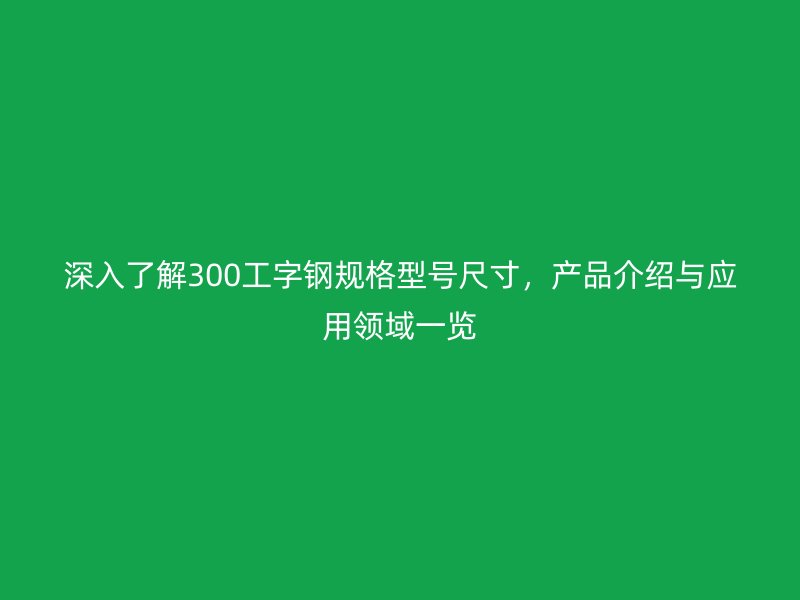 深入了解300工字钢规格型号尺寸，产品介绍与应用领域一览