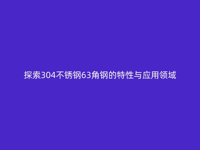 探索304不锈钢63角钢的特性与应用领域